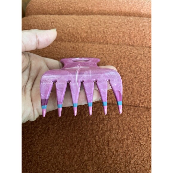 USA Mebco 90s Hair Feather Bear Claw Double Dipped Combs Teal Pink Swirl Purple - Picture 12 of 16
